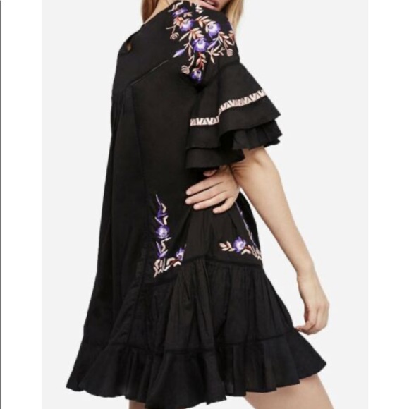 Free People Pavlo embroidered babydoll dress blk - Picture 3 of 13